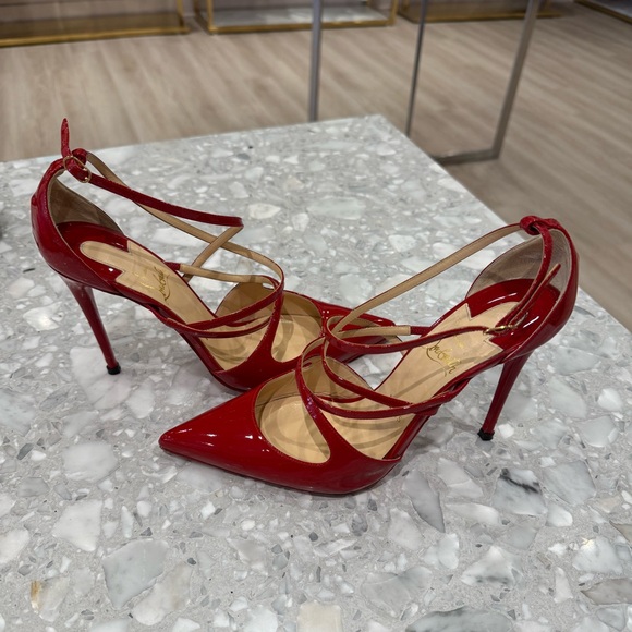 Christian  Louboutin Crossfiketa size 38 Red Patent - Picture 2 of 8